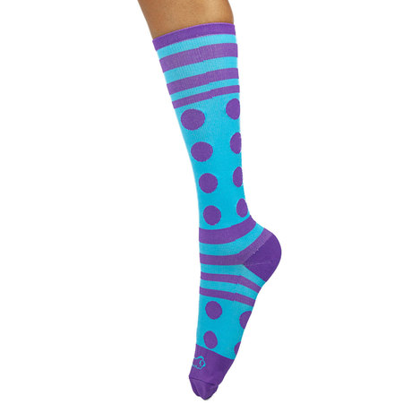 ZAYAAN HEALTH Dots Stripe Compression Socks, Blue/ Purple, PR BLZH-CSDS-4BPR